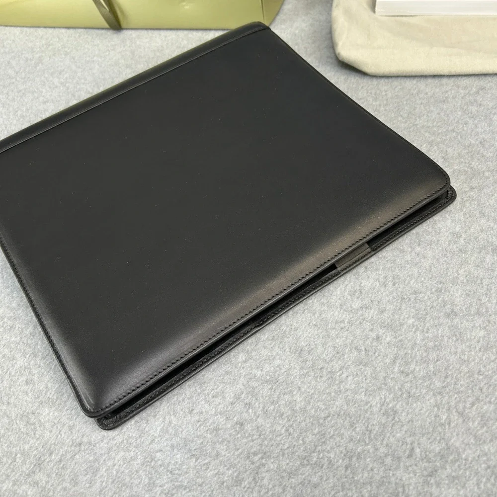Levenger Leather 3-Ring Binder Organizer Black Refill Paper Box Dust Bag Large